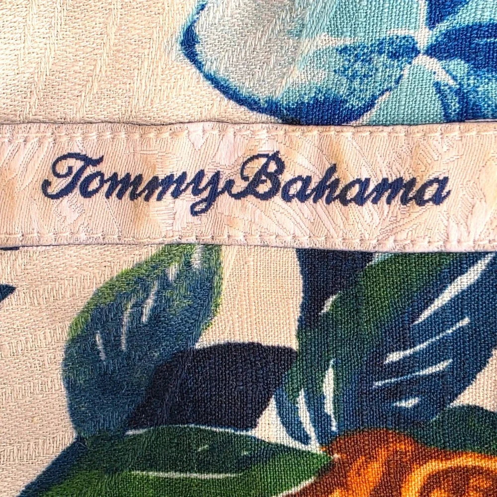 Tommy Tommy Bahama Men's Tiki Tumble Silk Camp Shirt Size XL Cream Multicolor
